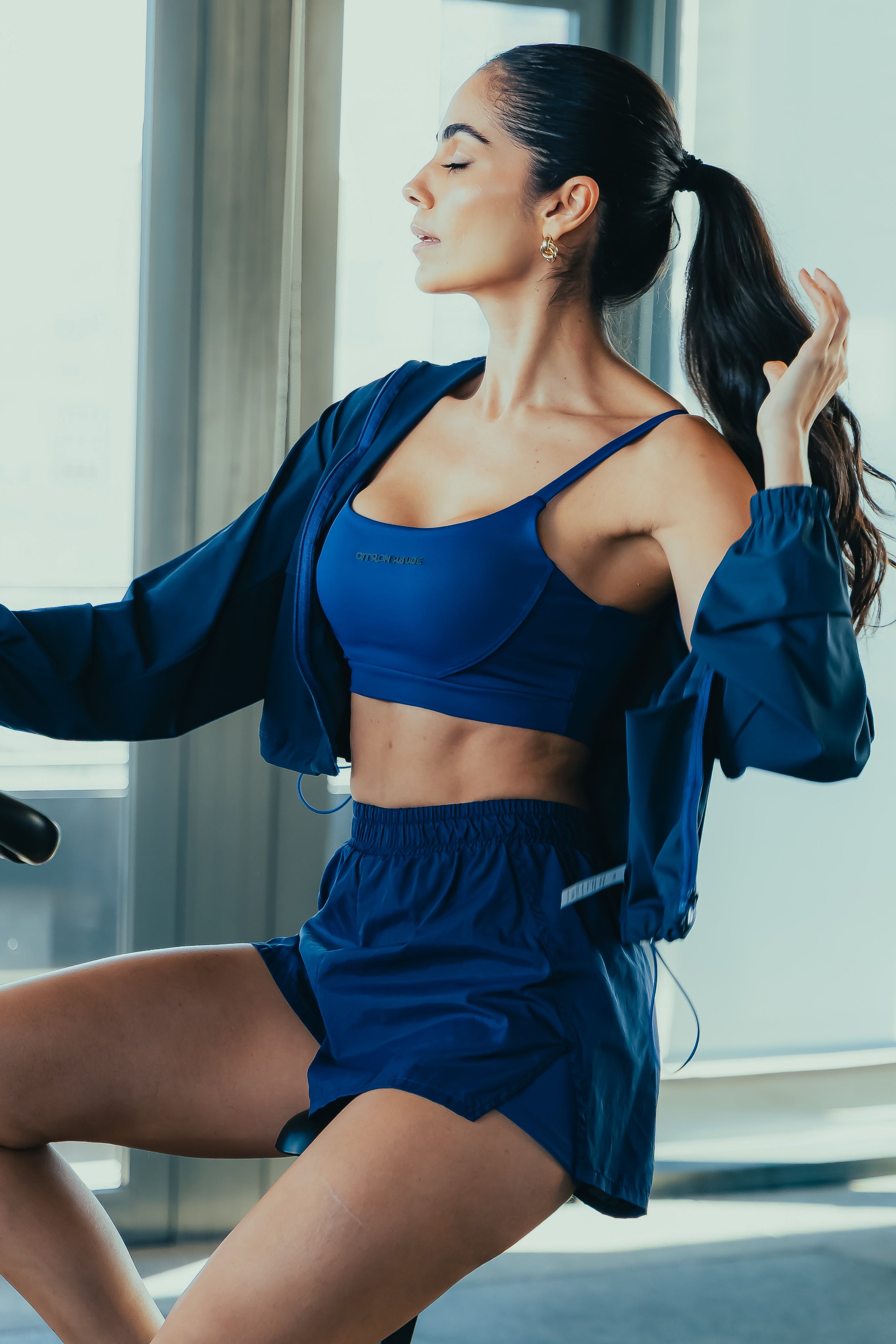 Shorts de corrida Azul com Bolso